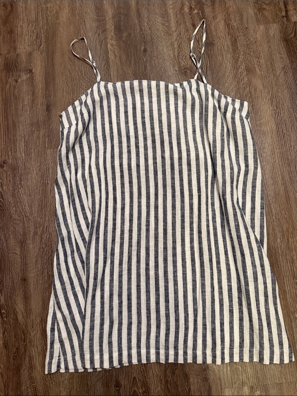 a new day Blue and White Striped Linen-Blend Camisole